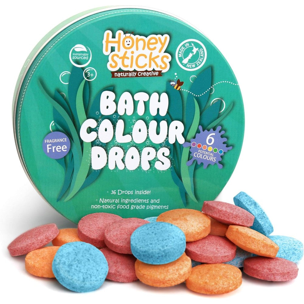 Honeysticks bath color tablets front view tin packaging