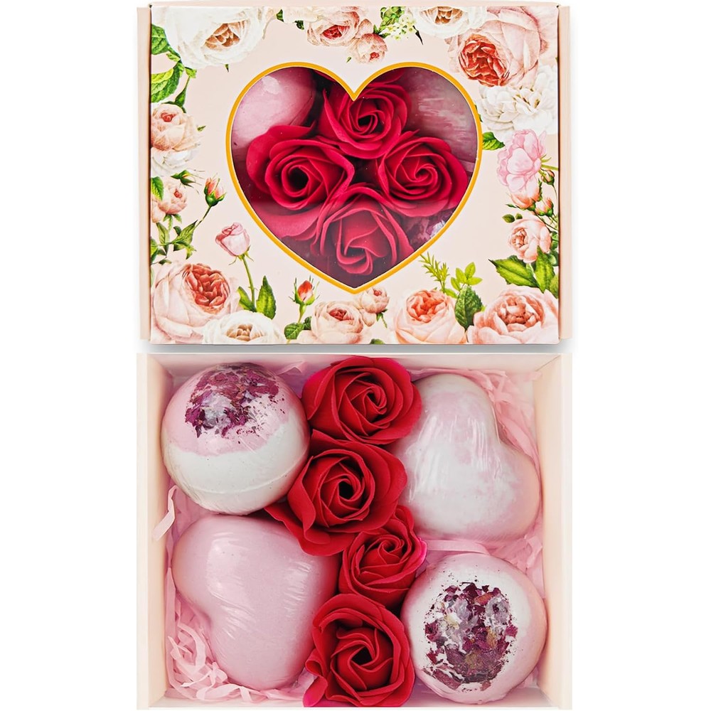 XmtJXn Valentines Bath Bombs and Shower Steamers front view of gift box