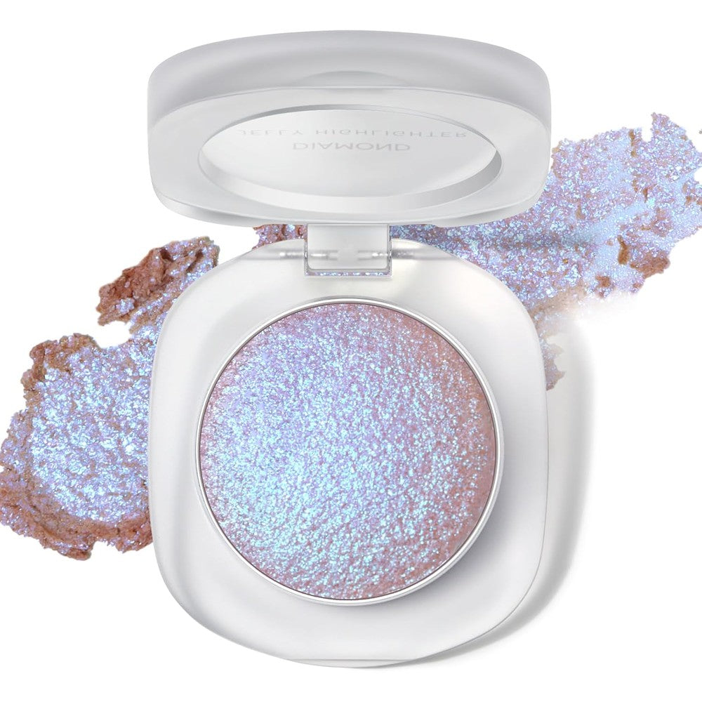 HOSAILY Holographic Duochrome Purple Blue Eyeshadow Palette front view showing the color shift shimmer cream compact.