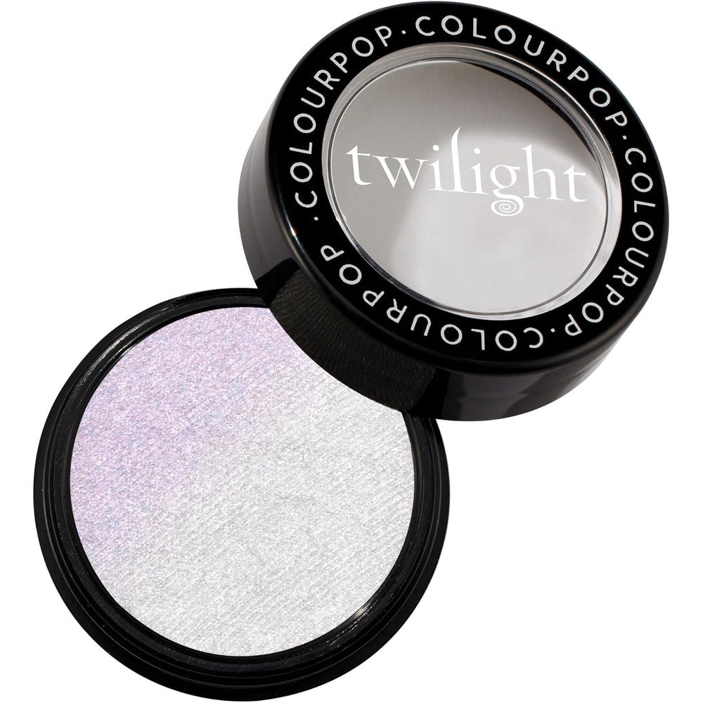 ColourPop x Twilight Super Shock Highlighter Meadow front view open packaging showing lavender powder