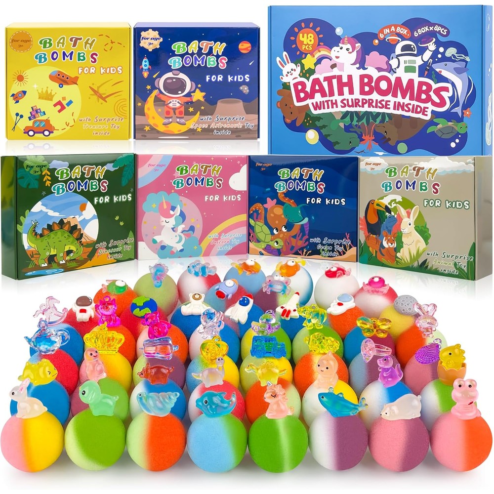 Byggvir kids bath bombs gift set front view showing forty eight pieces