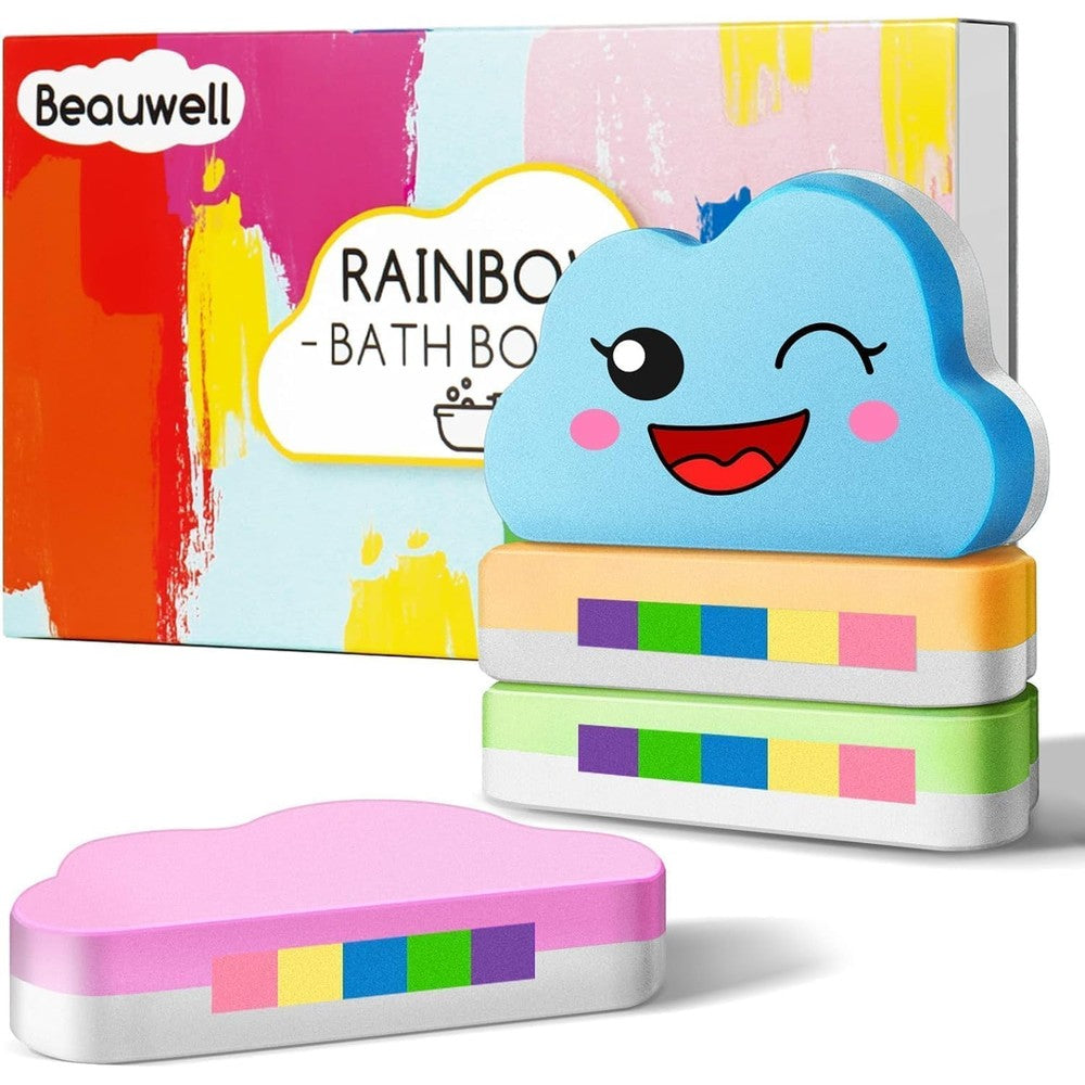 Beauwell AWKUWA rainbow bath bombs front view packaging