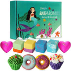 Comfso kids bath bombs gift set front view with ten colorful fizzies