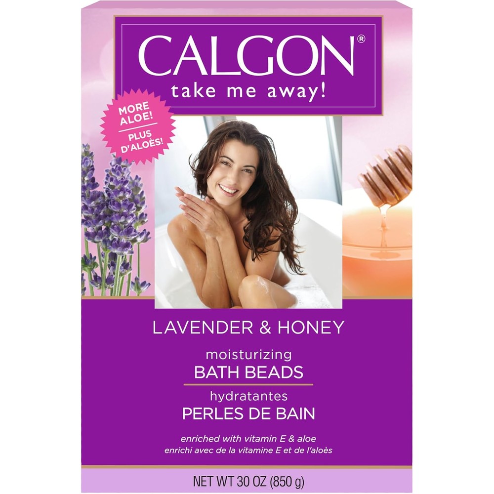 Calgon ultra moisturizing bath beads lavender and honey front view