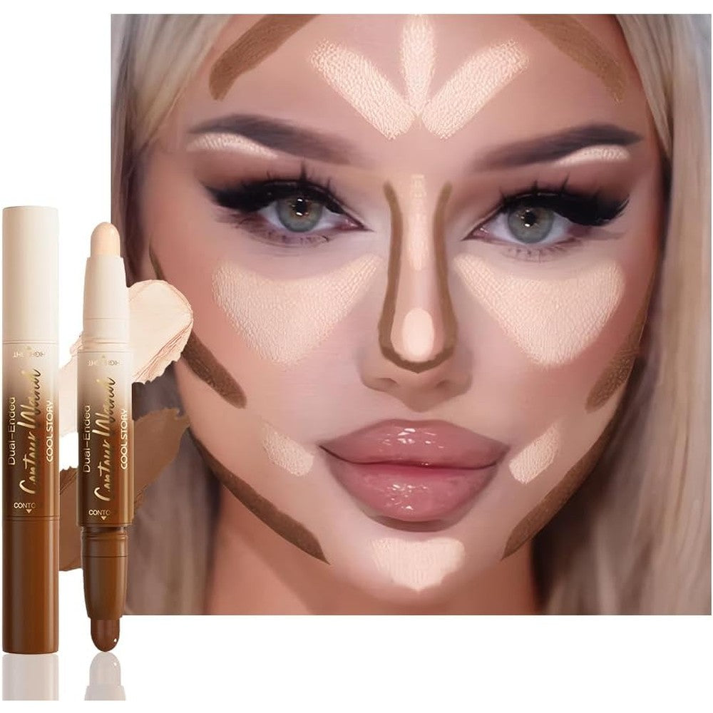 QIDSTERS dual-ended cream contour and highlighter stick front view makeup