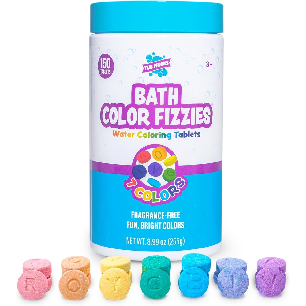 Tub Works Bath Color Fizzies front box view with 150 count label