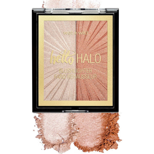 Wet n Wild MegaGlo Blushlighter Highlight Bling front view showing pink and gold shades.