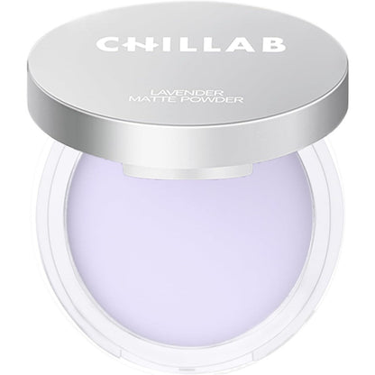 Chillab Lavender Matte Powder front view compact with silver lid for oil control