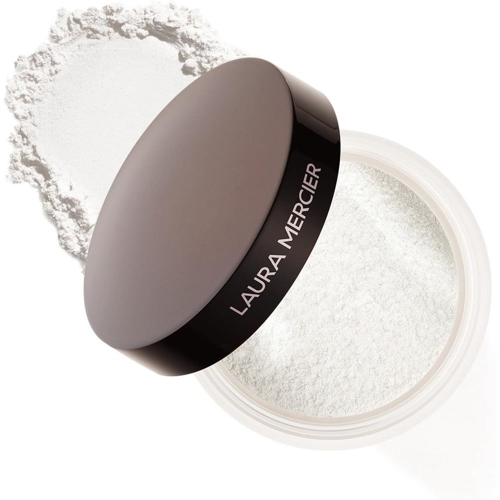 Laura Mercier secret brightening under eye loose setting powder peach front view jar