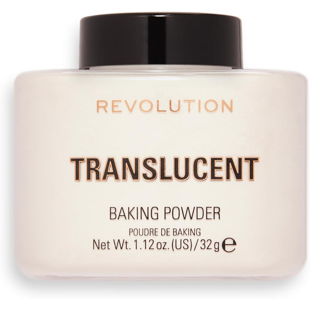 Revolution Beauty London loose baking powder translucent front view jar