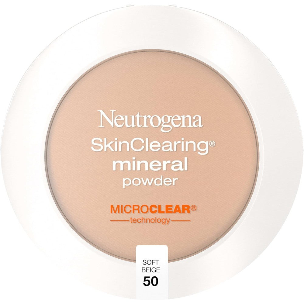 Neutrogena SkinClearing Pressed Mineral Powder Soft Beige front view compact
