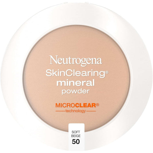 Neutrogena SkinClearing Pressed Mineral Powder Soft Beige front view compact packaging