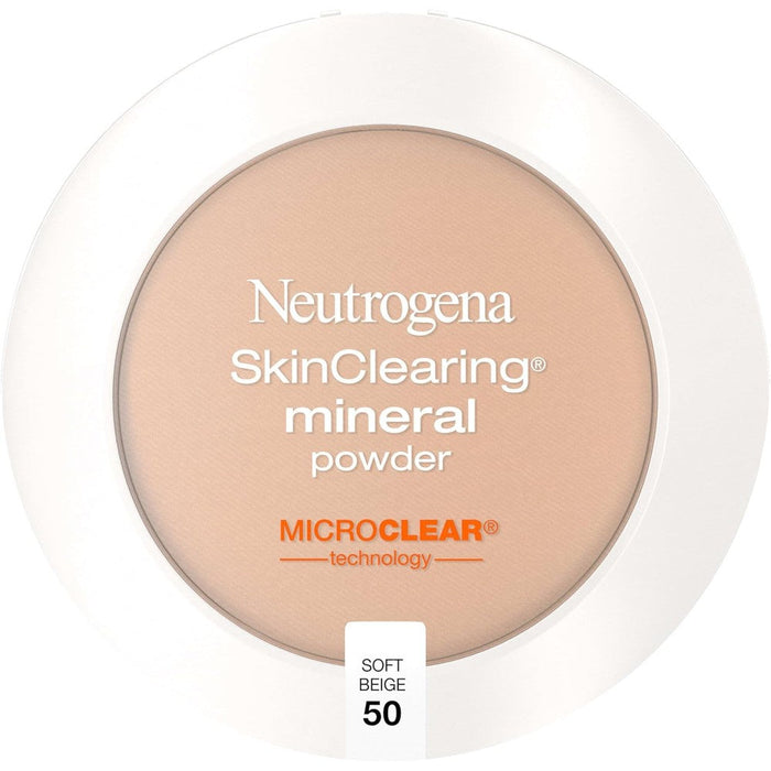 Neutrogena SkinClearing Pressed Mineral Powder Soft Beige front view compact