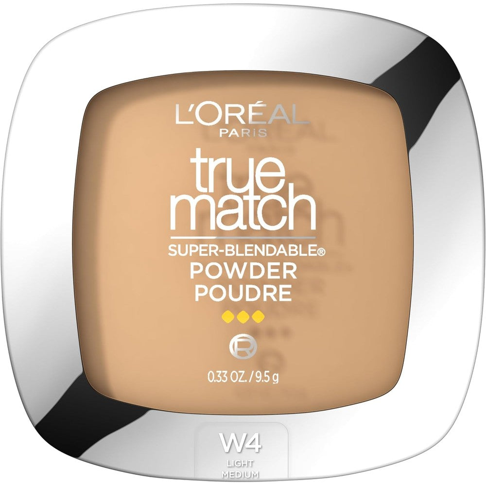L'Oreal Paris True Match Super Blendable Powder Foundation W4 Light Medium front view face makeup