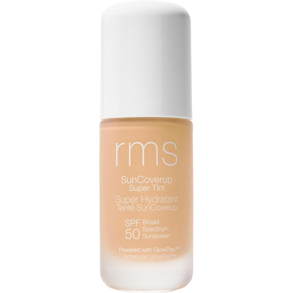 RMS Beauty SunCoverup SPF 50 Mineral Sunscreen Foundation front view bottle showing premium tinted packaging.