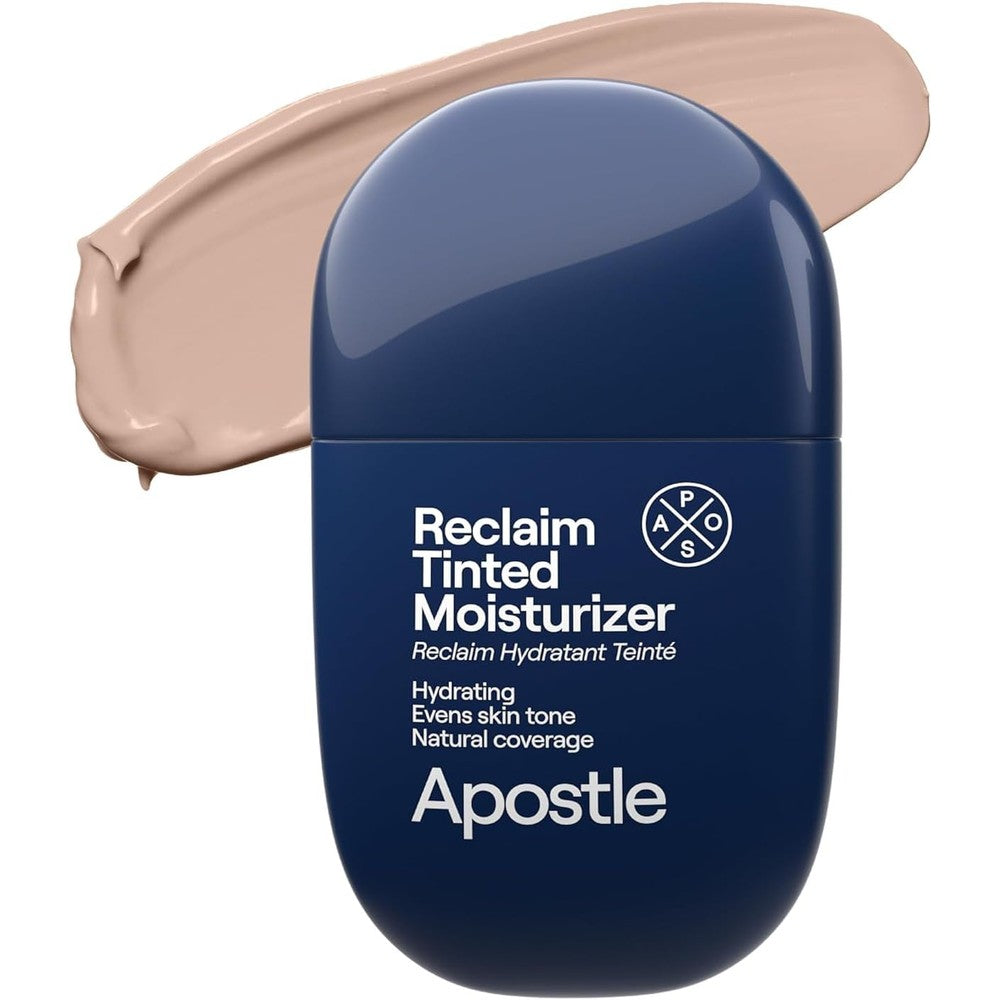 APOSTLE Reclaim Tinted Moisturizer for Men 11 Mobay front view of the one fluid ounce bottle.