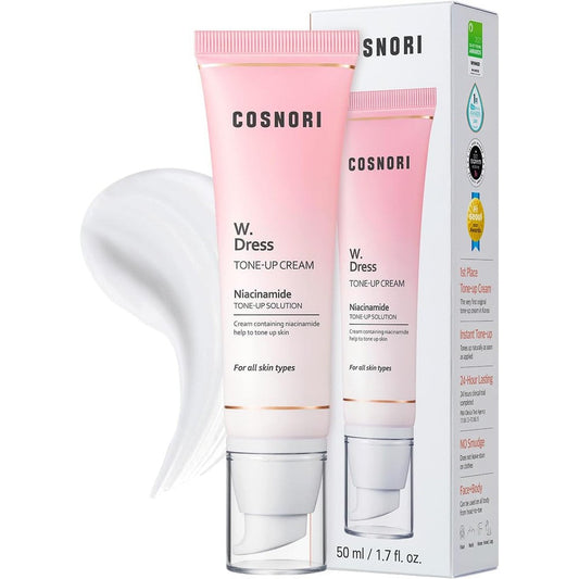 COSNORI W Dress Tone Up Cream front view of packaging for brightening Korean skincare