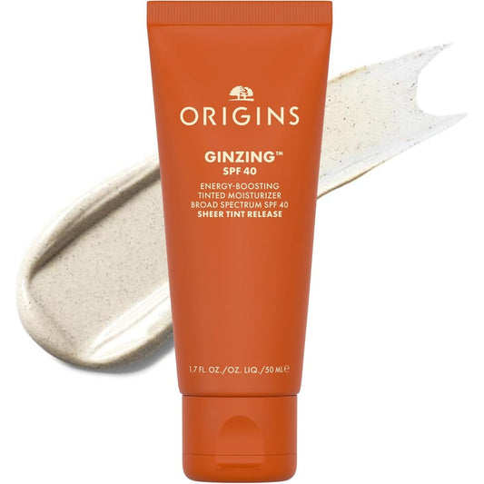 Origins GinZing Energy Boosting Tinted Moisturizer front view of the orange tube container