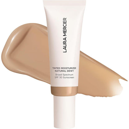 Laura Mercier Tinted Moisturizer Natural Dewy SPF 30 front view of packaging for radiant skin tint.