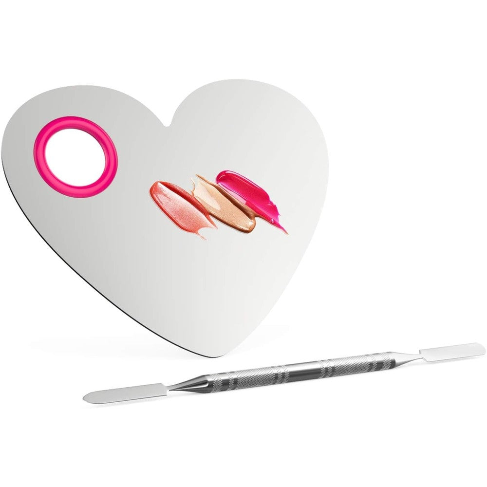 Luxspire stainless steel heart makeup mixing palette front view