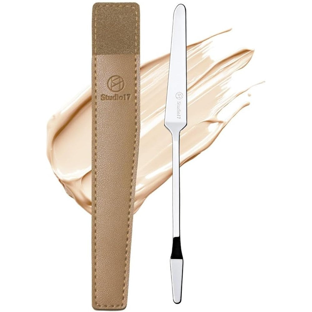 Studio17 stainless steel foundation spatula front view professional makeup tool