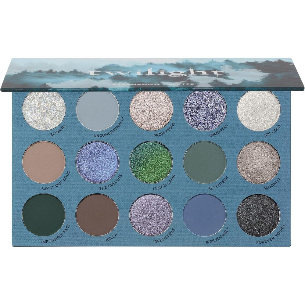 ColourPop Twilight Eyeshadow Palette front view of the 15 shade collection