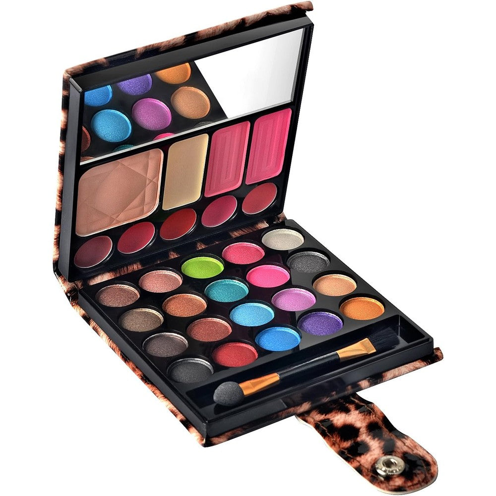 Ecvtop professional makeup kit front view with leopard case