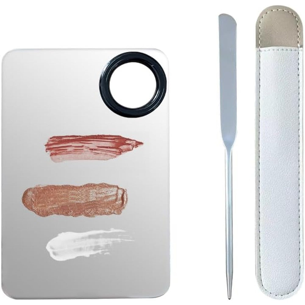 Makingtec Zhuohai Korean makeup spatula and stainless steel foundation palette front view