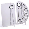 LQ-TT-CY-CX stainless steel makeup mixing palette front view with spatula