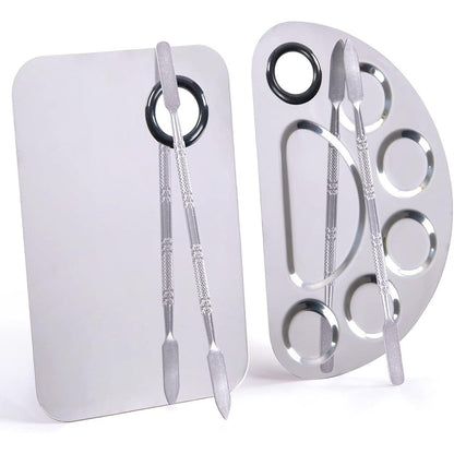 LQ-TT-CY-CX stainless steel makeup palette and spatula set front view