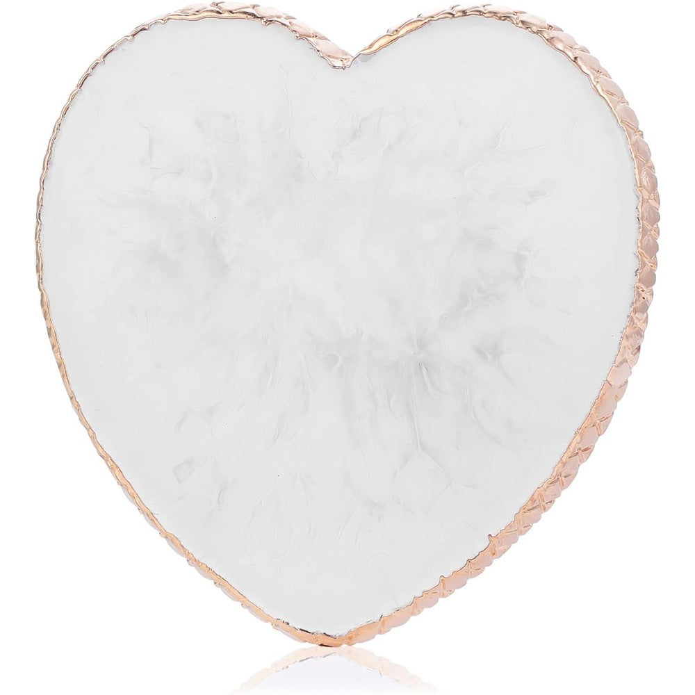 Sibba heart shaped resin nail art palette front view showcasing golden edge
