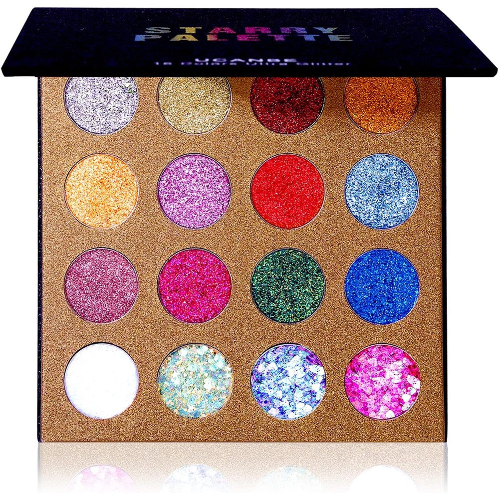 Ucanbe Pro Glitter Eyeshadow Palette 16 Colors front view
