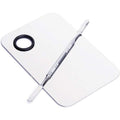 Akiro stainless steel makeup palette and spatula set front view