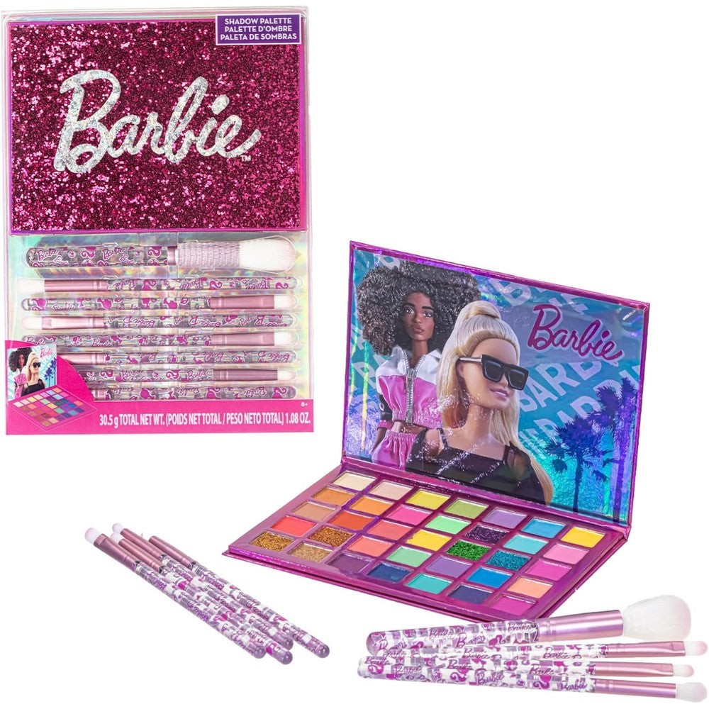 Townley Girl Barbie 35 Well Shadow Palette front view in pink case