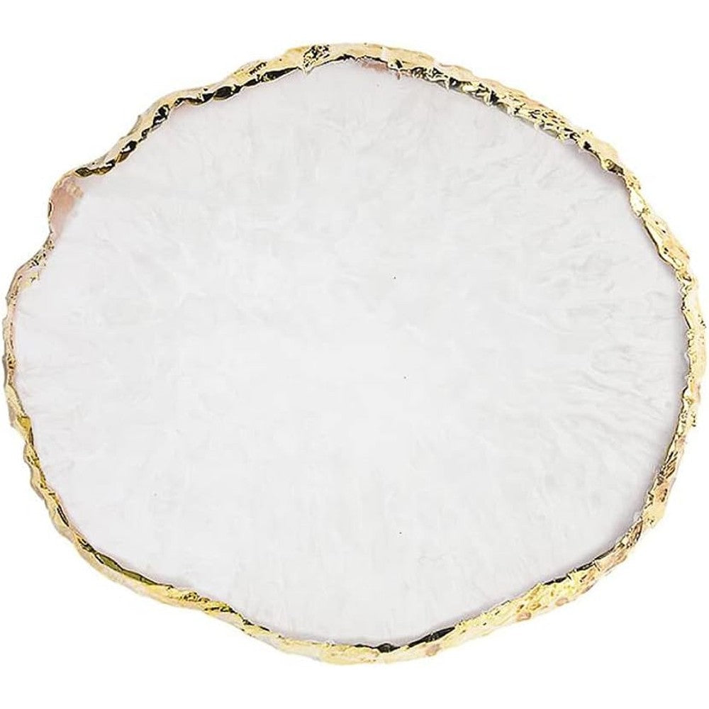Gaosenlonk resin nail art palette front view in white with gold edge
