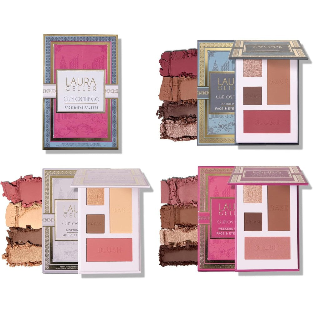 Laura Geller New York Glam On The Go eyeshadow and blush trio front view