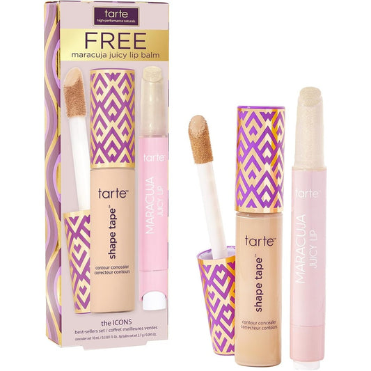 Tarte Icons Shape Tape Concealer and Maracuja Lip Duo front view showcase