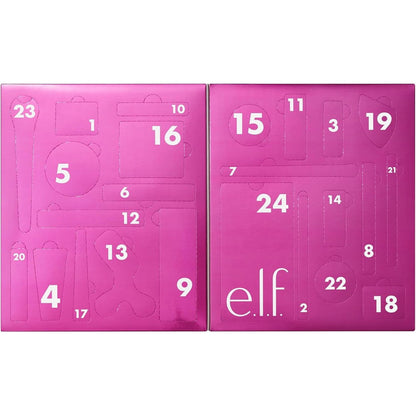 e.l.f. Sleigh the Holidays 24 Day Advent Calendar front view showcasing the hot pink festive packaging.