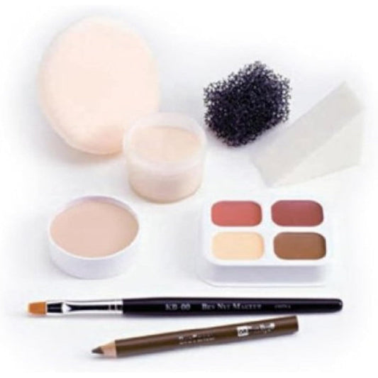 Ben Nye Theatrical Creme Personal Kit Fair Lightest palette front view showing components