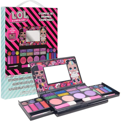Townley Girl L.O.L. Surprise kids cosmetic compact set front view open showing eyeshadows and mirror