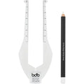 Billion Dollar Brows 2-Piece Brow Buddy Contour Stencil Kit front view showing the patented eyebrow shaping tool and white pencil