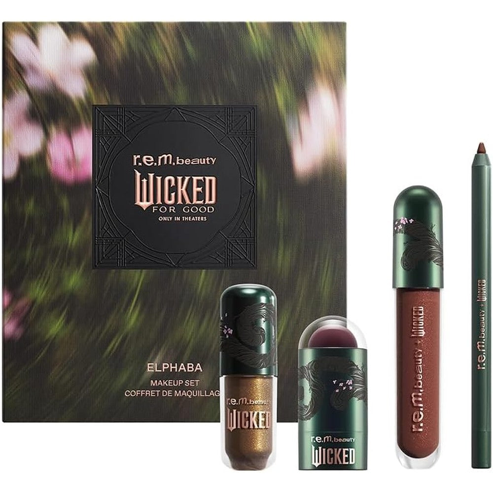 R.e.m. Beauty Wicked For Good makeup set packaging front view with limited-edition theme design