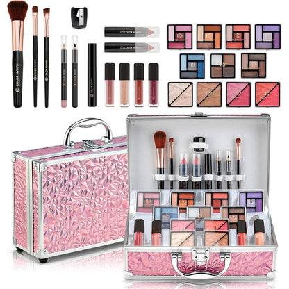 Color Nymph Starter Makeup Kit front view showing pink traincase with mirror