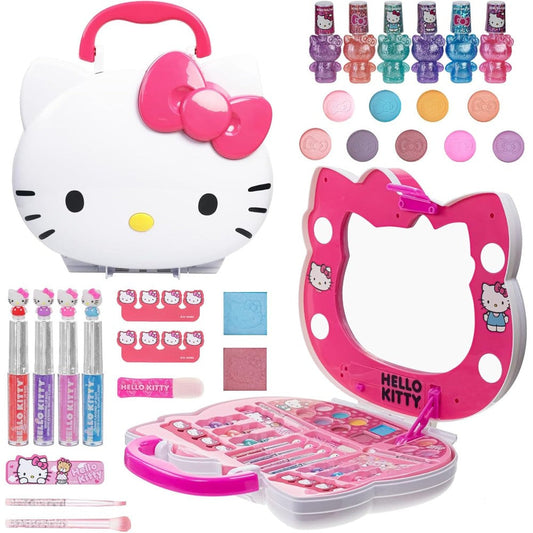 Townley Girl Hello Kitty light up makeup vanity set front view showing character case