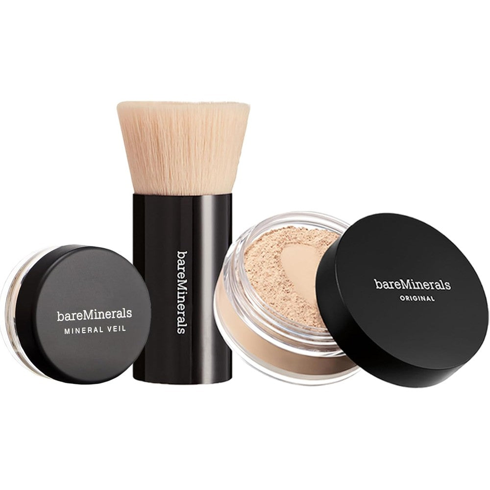 bareMinerals Original Get Started Kit front packaging showing three piece mineral makeup set