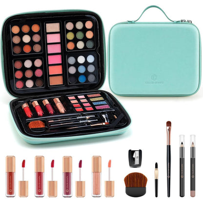 Color Nymph beginner makeup kit front view showing the complete eyeshadow palette and cosmetic accessories.