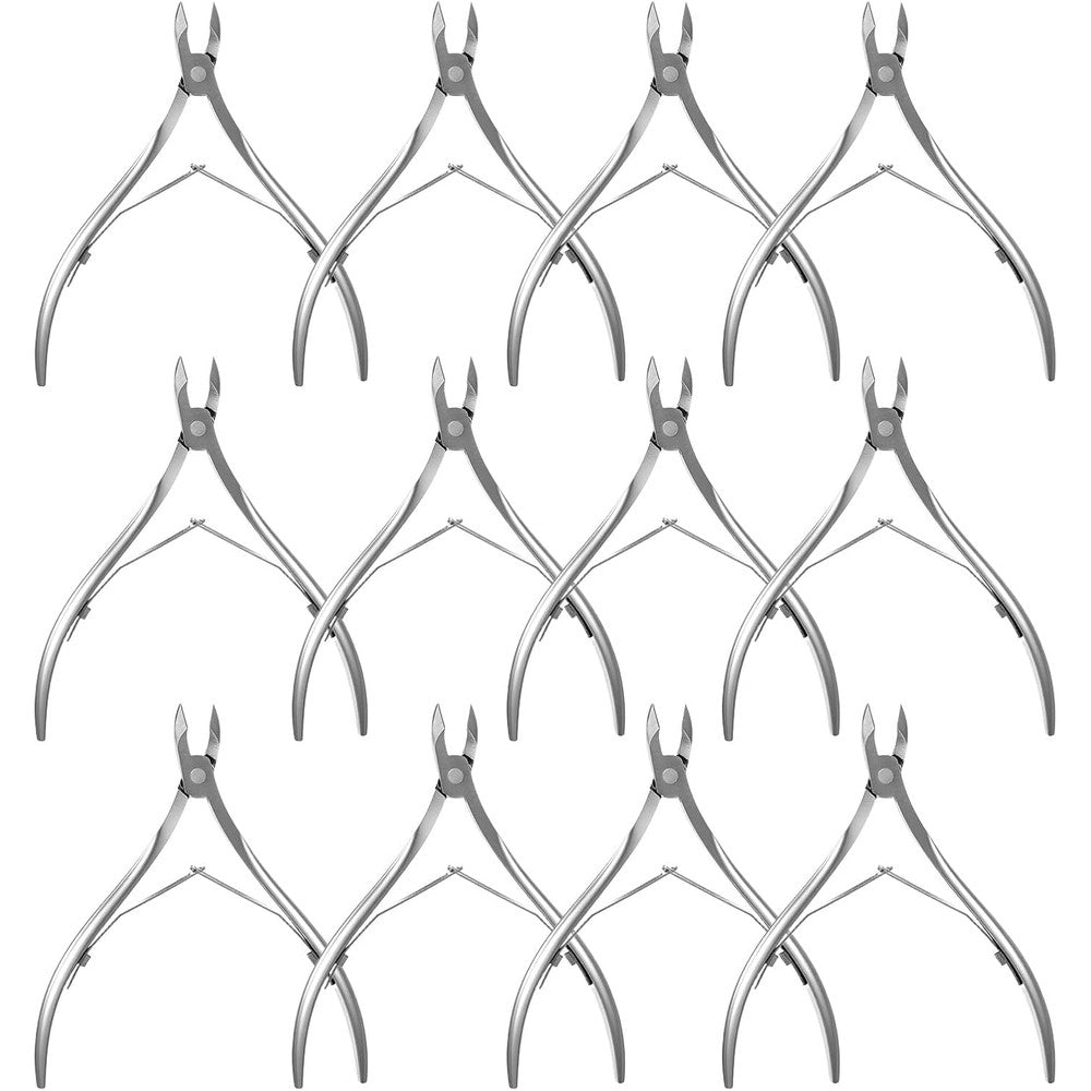 Ptwola professional cuticle trimmer nippers 12 pack front view showing premium stainless steel finish