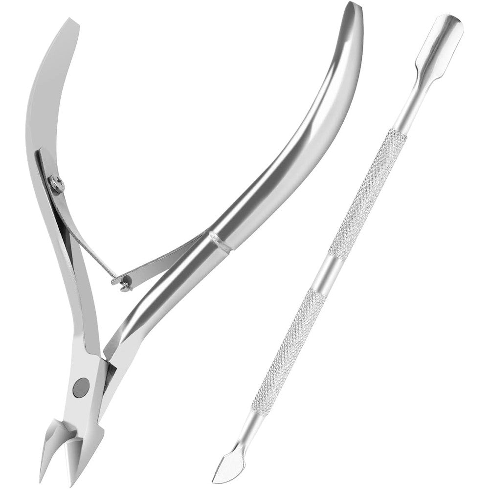 YLYL professional stainless steel cuticle trimmer and pusher set front view