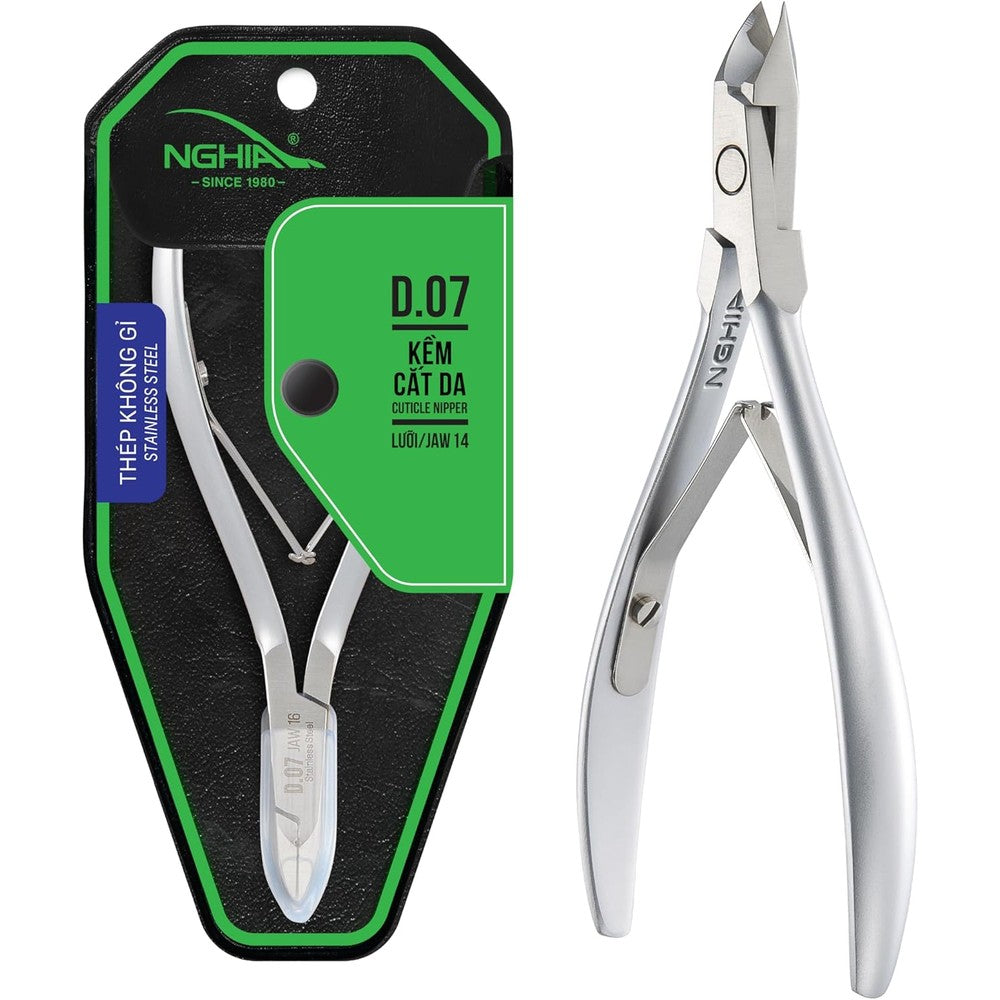 Nghia Cuticle Nipper D-07 Jaw 14 stainless steel front view