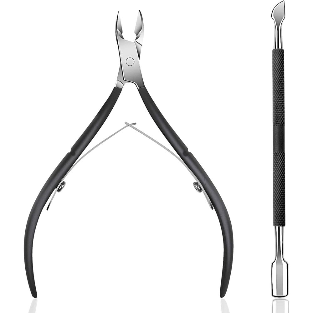 Ejiubas cuticle trimmer and pusher set in black